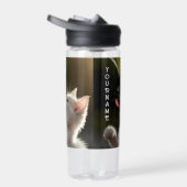 Aangepaste naam cadeau met knuffel kitten en dauwd waterfles (Rechts)