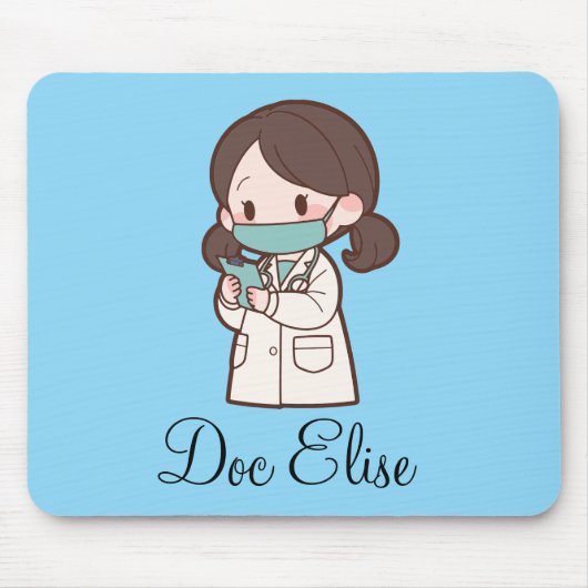 Aangepaste naam cadeau voor leuke dokter muismat (Voorkant)