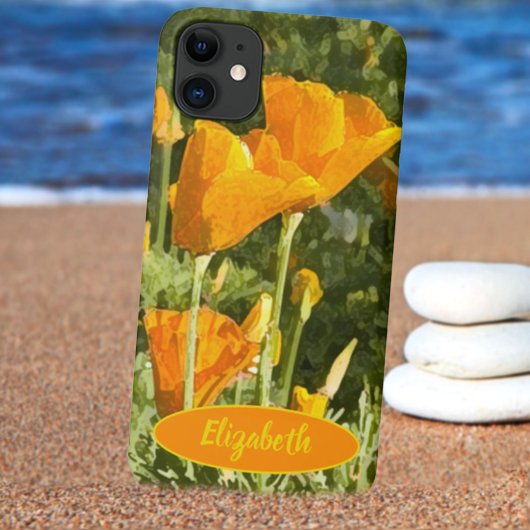 Aangepaste naam Californische papaverbloemstructuu Case-Mate iPhone Case