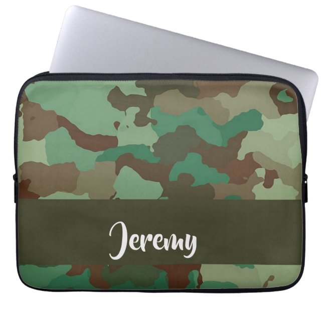 Aangepaste naam camouflage patroon laptop sleeve (Voorkant)