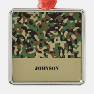Aangepaste naam camouflage patroon metalen ornament