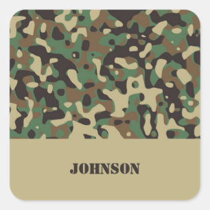 Aangepaste naam camouflage patroon vierkante sticker