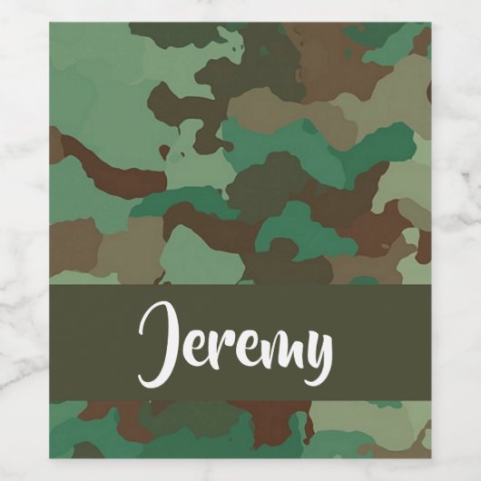 Aangepaste naam camouflage patroon wijn etiket (Enkel label)