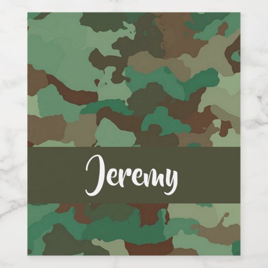 Aangepaste naam camouflage patroon wijn etiket (Enkel label)