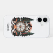 Aangepaste naam Camping iPhone 16 Hoesje (Achterkant horizontaal)