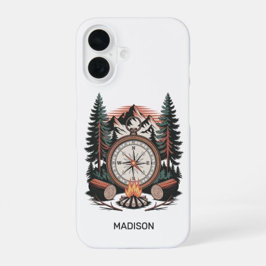 Aangepaste naam Camping iPhone 16 Hoesje (Achterkant)