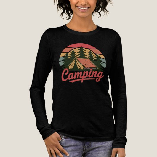 Aangepaste naam Camping Tri-Blend Shirt (Voorkant)