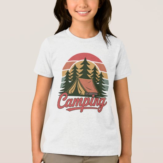 Aangepaste naam Camping Tri-Blend Shirt (Voorkant)