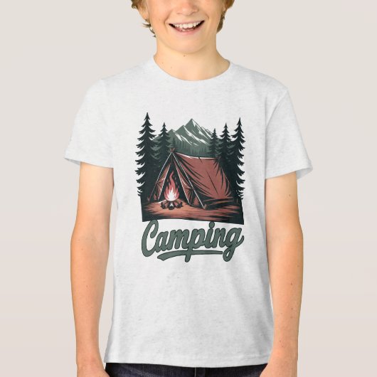 Aangepaste naam Camping Tri-Blend Shirt (Voorkant)