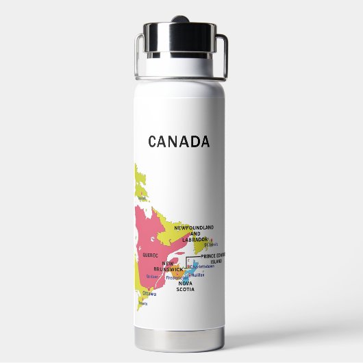 Aangepaste naam Canada Map Waterfles (Achterkant)