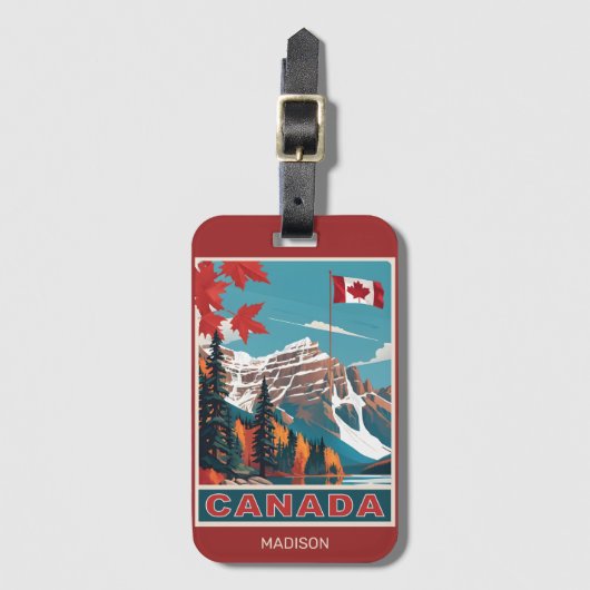 Aangepaste naam Canada Reizen Poster Bagagelabel (Voorkant (verticaal))