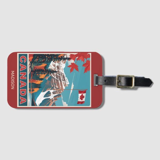 Aangepaste naam Canada Reizen Poster Bagagelabel (Voorkant (horizontaal))