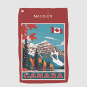 Aangepaste naam Canada Reizen Poster Golfhanddoek (Voorkant)