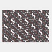 Aangepaste Naam Candy Cane Christmas Red Green Bla Inpakpapier Vel (Voorkant)