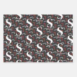 Aangepaste Naam Candy Cane Christmas Red Green Bla Inpakpapier Vel