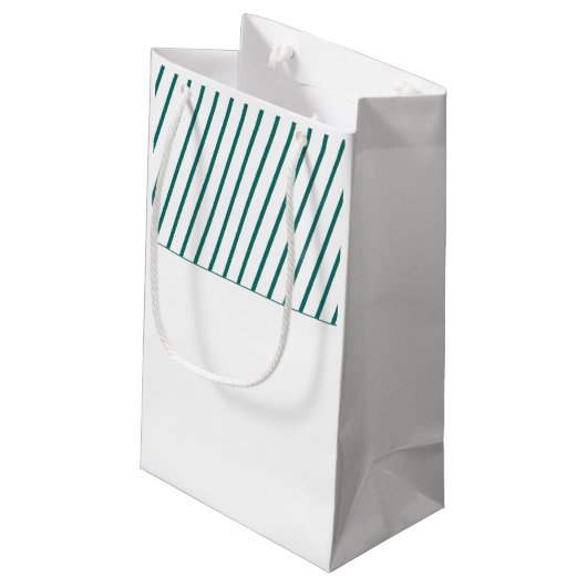 Aangepaste naam | Candy Cane & Green Stripes Kerst Klein Cadeauzakje (Achterkant Gekanteld)