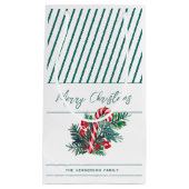 Aangepaste naam | Candy Cane & Green Stripes Kerst Klein Cadeauzakje (Voorkant)