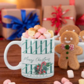 Aangepaste naam | Candy Cane & Green Stripes Kerst Koffiemok