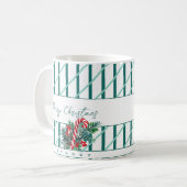 Aangepaste naam | Candy Cane & Green Stripes Kerst Koffiemok (Voorkant links)