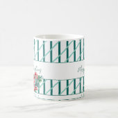 Aangepaste naam | Candy Cane & Green Stripes Kerst Koffiemok (Center)