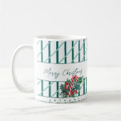 Aangepaste naam | Candy Cane & Green Stripes Kerst Koffiemok (Links)