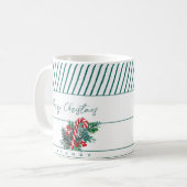 Aangepaste naam | Candy Cane & Green Stripes Kerst Koffiemok (Voorkant links)