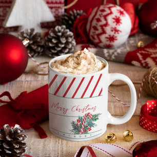 Aangepaste naam   Candy Cane & rode strepen Kerstm Koffiemok