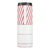 Aangepaste naam | Candy Cane & rode strepen Kerstm Thermosbeker (Achterkant)