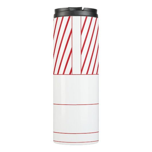 Aangepaste naam | Candy Cane & rode strepen Kerstm Thermosbeker (Achterkant)