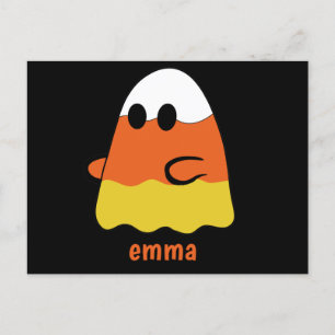 aangepaste naam   CANDY CORN GHOST Halloween sinaa Briefkaart