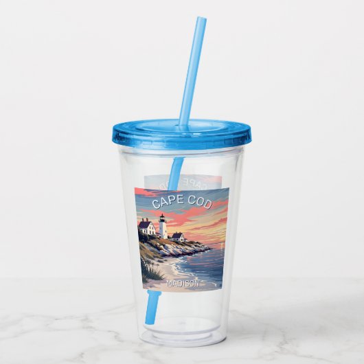 Aangepaste naam Cape Cod Massachusetts Acryl Drinkbeker (Achterkant)