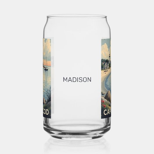 Aangepaste naam Cape Cod Massachusetts Blikvorm Glas (Links)