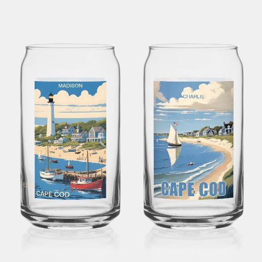 Aangepaste naam Cape Cod Massachusetts Blikvorm Glas (Voorkant)