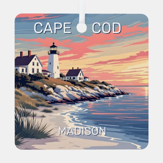 Aangepaste naam Cape Cod Massachusetts Metalen Ornament (Achterkant)