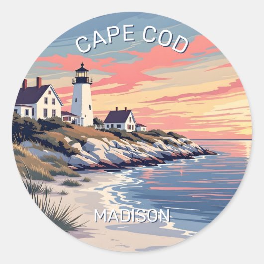 Aangepaste naam Cape Cod Massachusetts Ronde Sticker (Voorkant)