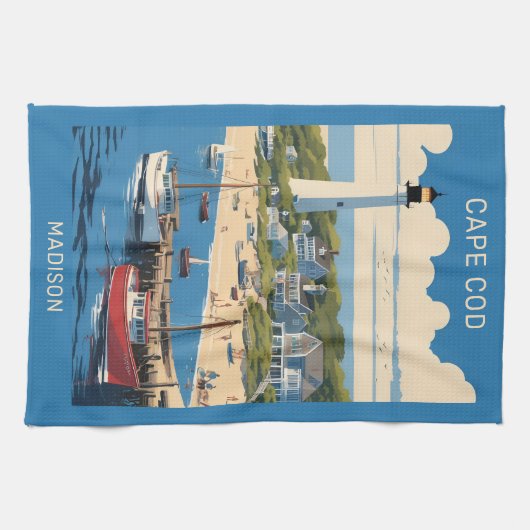 Aangepaste naam Cape Cod Massachusetts Theedoek (Horizontaal)