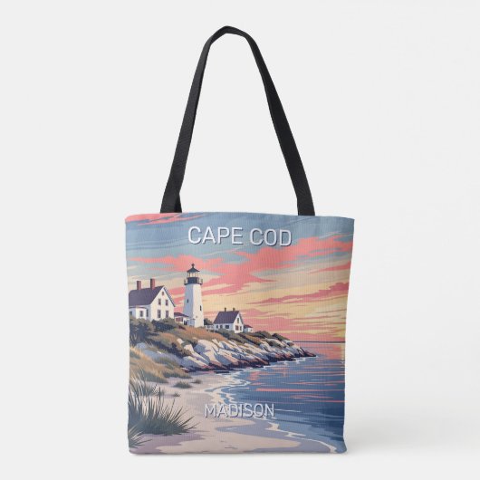Aangepaste naam Cape Cod Massachusetts Tote Bag (Achterkant)
