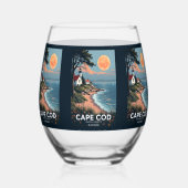 Aangepaste naam Cape Cod Massachusetts Wijnglas Zonder Voet (Achterkant)