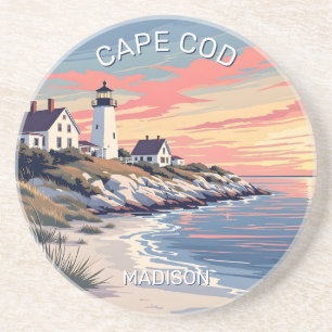 Aangepaste naam Cape Cod Massachusetts Zandsteen Onderzetter
