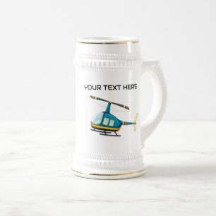 Aangepaste naam Cartoon Helikopter Luchtvaart Stei Bierpul