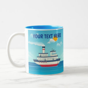Aangepaste naam Cartoon Stoomschip Twee-Tonen Mok