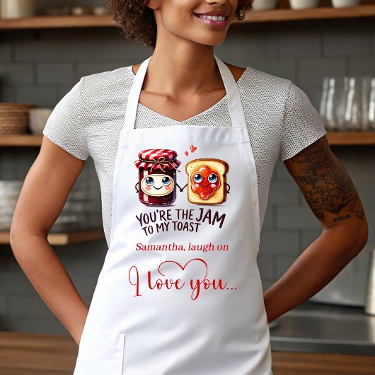 Aangepaste naam Cartoon Voedsel Romantisch Cadeau Schort