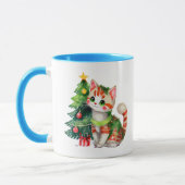 Aangepaste naam cat green blue warme chocolade mok (Links)