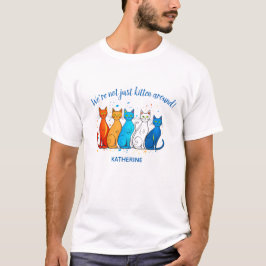 Aangepaste naam Cat-thema kleurrijke grappige offe T-shirt