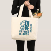 Aangepaste naam Cayman Islands Diving Grote Tote Bag (Voorkant (product))