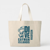 Aangepaste naam Cayman Islands Diving Grote Tote Bag (Achterkant)