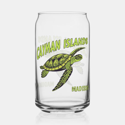 Aangepaste naam Cayman Islands Turtle Blikvorm Glas (Achterkant)
