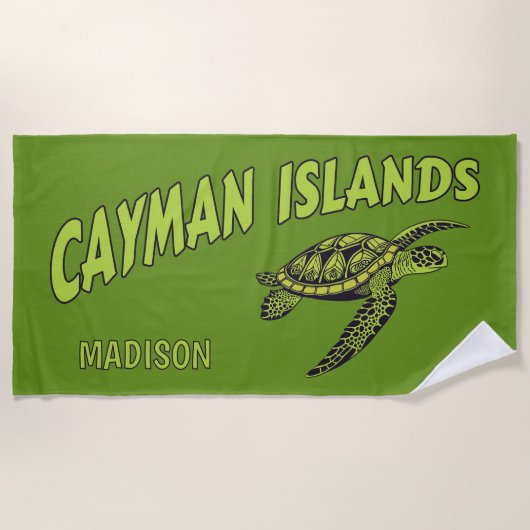Aangepaste naam Cayman Islands Turtle Strandlaken (Voorkant)