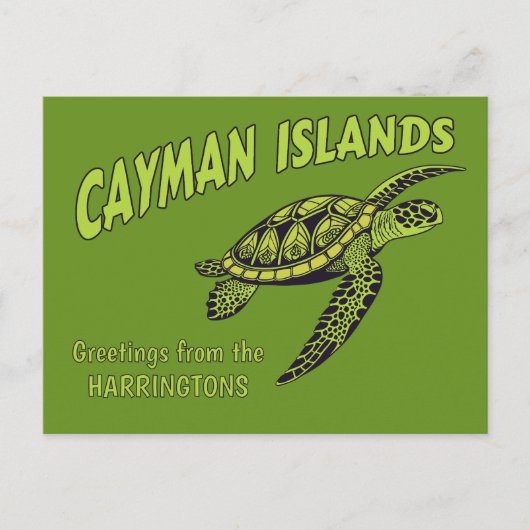 Aangepaste naam Cayman Islands Zee Turtle Briefkaart (Voorkant)