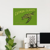 Aangepaste naam Cayman Islands Zee Turtle Poster (Thuiskantoor)